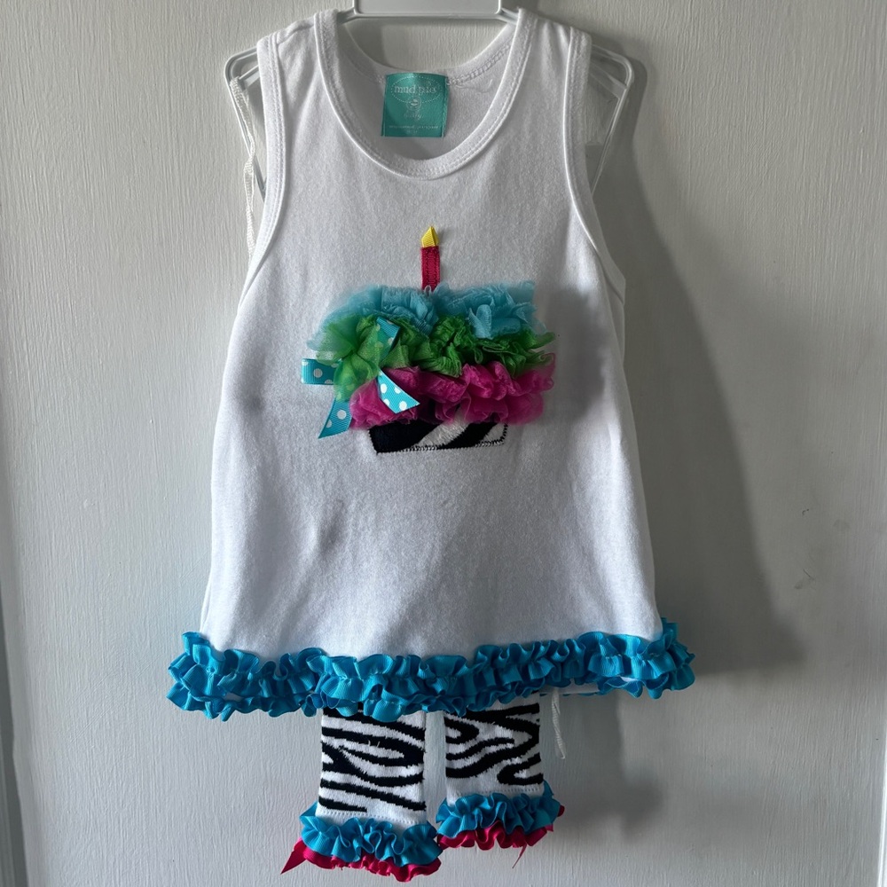 Mud Pie Birthday Cupcake outfit 100% Cotton‎ 3T